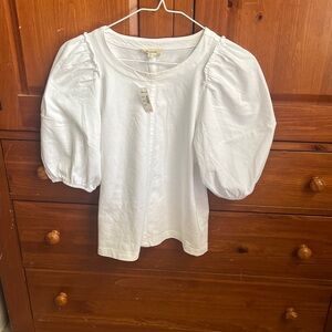 Madewell Ivory Blouse with Puff Sleeves size xxs